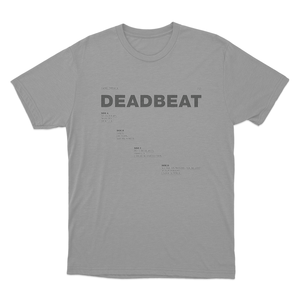 Deadbeat Tracklist Unisex T Shirt Grey Deadbeat Tracklist Unisex T Shirt Grey