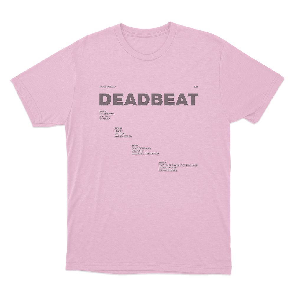 Deadbeat Tracklist Unisex T Shirt Pink Deadbeat Tracklist Unisex T Shirt Pink