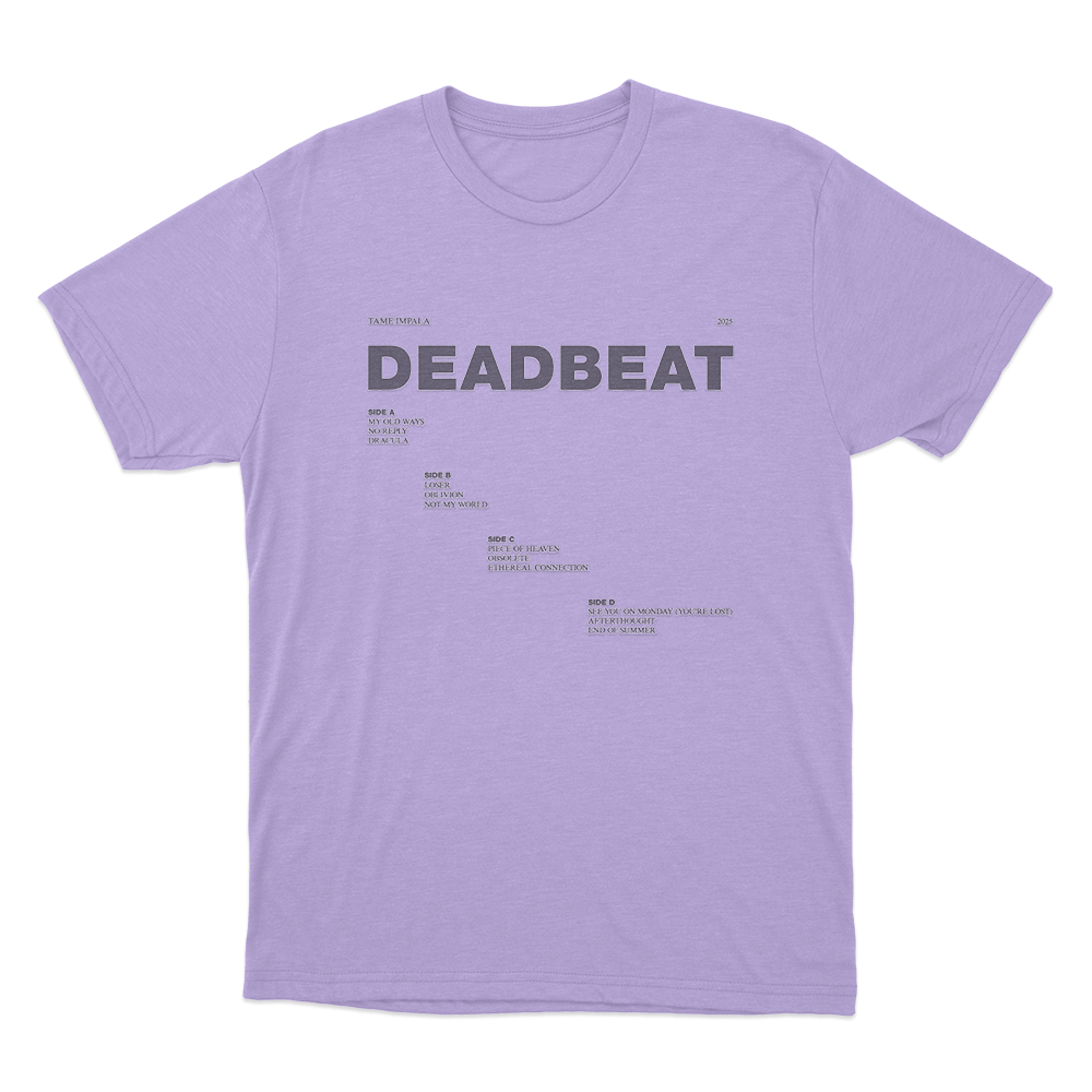 Deadbeat Tracklist Unisex T Shirt Purple Deadbeat Tracklist Unisex T Shirt Purple