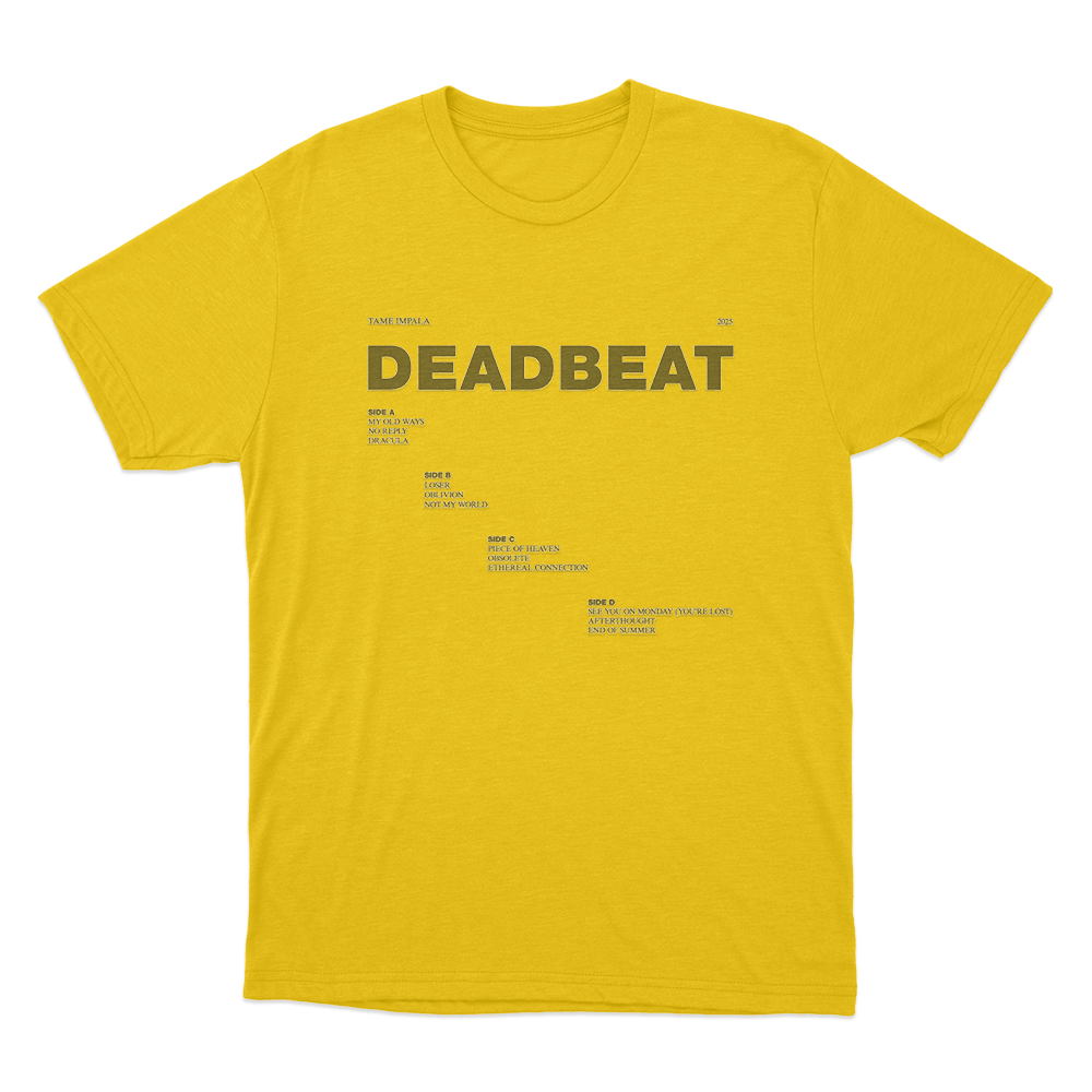 Deadbeat Tracklist Unisex T Shirt Yellow Deadbeat Tracklist Unisex T Shirt Yellow